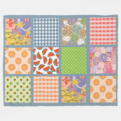 Kleurrijke zomer collage patroon Floral Schots Fleece Deken (Voorkant (Horizontaal))