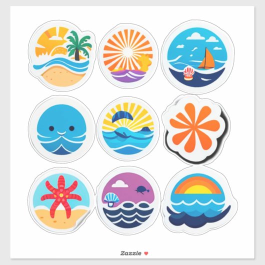Kleurrijke Zomer Emoji Sticker (Vel)