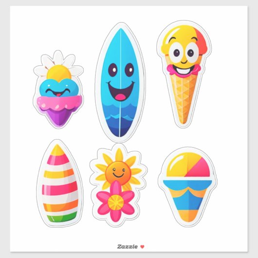 Kleurrijke Zomer Emoji Sticker (Vel)