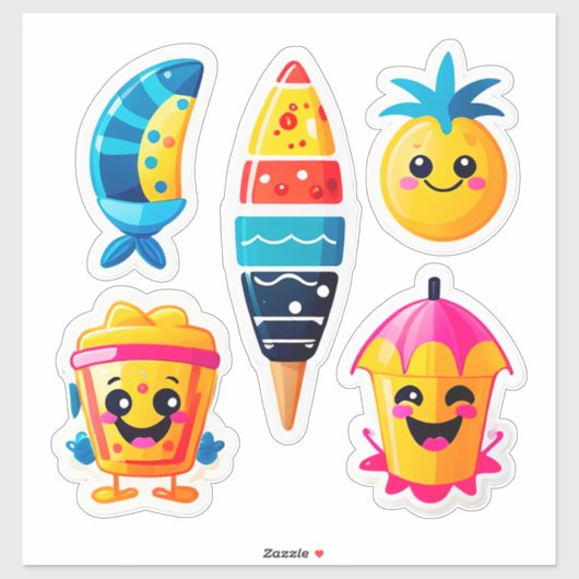 Kleurrijke Zomer Emoji Sticker (Vel)