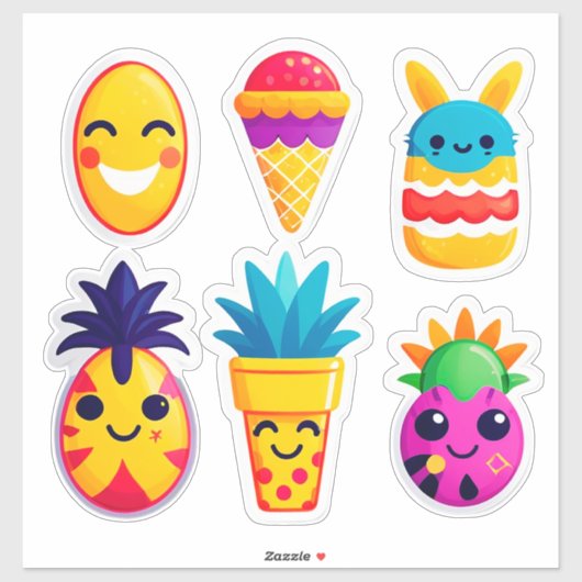 Kleurrijke Zomer Emoji Sticker (Vel)