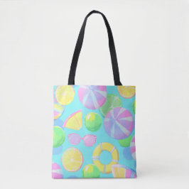 KLEURRIJKE ZOMER- EN STRANDTHEMA SCÈNE TOTE BAG