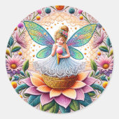 Kleurrijke zomer Fairy Two illustratie Ronde Sticker (Voorkant)