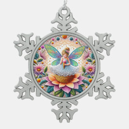 Kleurrijke zomer Fairy Two illustratie Tin Sneeuwvlok Ornament