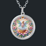 Kleurrijke zomer Fairy Two illustratie Zilver Vergulden Ketting<br><div class="desc">Dompel jezelf onder in de betoverende schoonheid van een levendige zomerse sprookjesillustratie.</div>