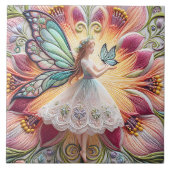 Kleurrijke zomer fee vlinder tegeltje (Voorkant)