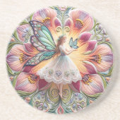 Kleurrijke zomer fee vlinder zandsteen onderzetter (Voorkant)