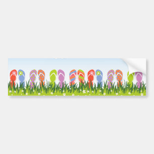 Kleurrijke zomer flip flops plezier in de zon tuin bumpersticker