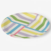Kleurrijke zomer gestreepte blokken patroon papieren bordje (Gekanteld)