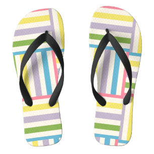 Kleurrijke zomer gestreepte blokken patroon teenslippers