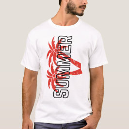 Kleurrijke Zomer Grafische T-Shirt | Rode tropisch