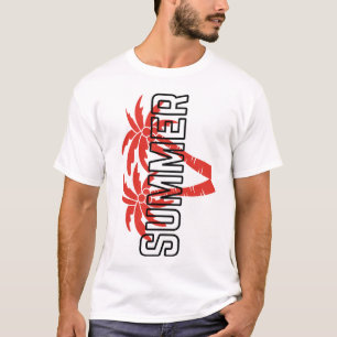 Kleurrijke Zomer Grafische T-Shirt Rode tropisch