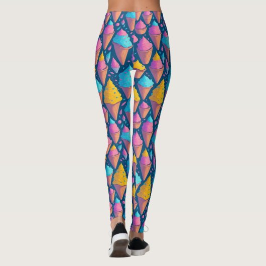 Kleurrijke zomer ijs kegels snoeppatroon leggings (Achterkant)