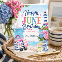 Kleurrijke Zomer Kust Custom Naam Juni Verjaardag