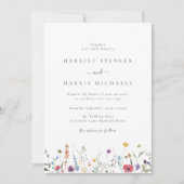 Kleurrijke zomer & lente Wildflowers bruiloft Kaart (Voorkant)