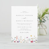 Kleurrijke zomer & lente Wildflowers bruiloft Kaart (Staand voorkant)