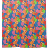 Kleurrijke zomer maakt patroon op diepblauw douchegordijn (Voorkant)