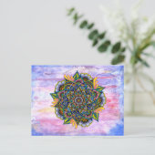 Kleurrijke zomer Mandala w / Waterverf achtergrond Briefkaart (Staand voorkant)