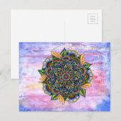 Kleurrijke zomer Mandala w / Waterverf achtergrond Briefkaart (Voorkant / Achterkant)