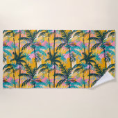 Kleurrijke zomer palmboom patroon strandlaken (Voorkant)