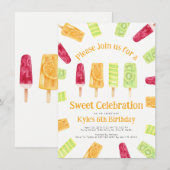 Kleurrijke Zomer Popsicle Party Uitnodigingen (Voorkant / Achterkant)
