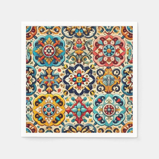 Kleurrijke zomer rood, geel en blauw Fiesta Servet (Voorkant)