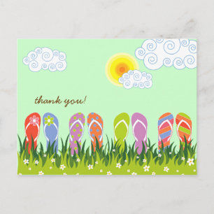 Kleurrijke Zomer Slippers Pret In De Zon Tuin Briefkaart