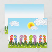 Kleurrijke Zomer Slippers Pret In De Zon Tuin Briefkaart (Voorkant / Achterkant)