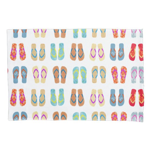 Kleurrijke Zomer Strand Teenslippers Strand Kussen Kussensloop (Voorkant)