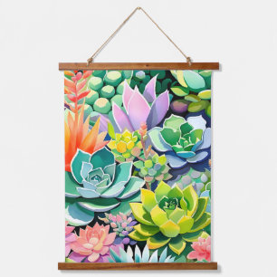 Kleurrijke Zomer Succulente Botanische Tuin Hangend Wandkleed