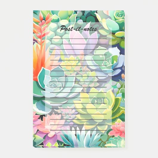 Kleurrijke Zomer Succulente Botanische Tuin Post-it® Notes (Voorkant)