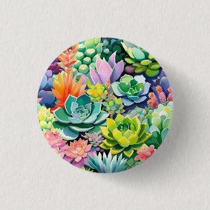 Kleurrijke Zomer Succulente Botanische Tuin Ronde Button 3,2 Cm