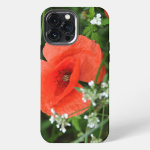 Kleurrijke zomer veld papaver bloem in groene vege iPhone 13 pro max hoesje