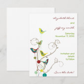 Kleurrijke Zomer Vogels Wervelt Huwelijk Save The  Aankondigingskaart (Voorkant / Achterkant)