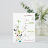 Kleurrijke Zomer Vogels Wervelt Huwelijk Save The  Aankondigingskaart (Staand voorkant)