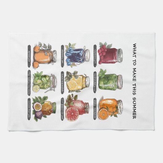 Kleurrijke Zomer Waterverf Fruit Jam Mason Jar Theedoek (Horizontaal)