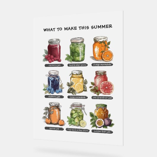 Kleurrijke Zomer Waterverf Fruit Kruid Art Frosted Acryl Bord (Hoek)