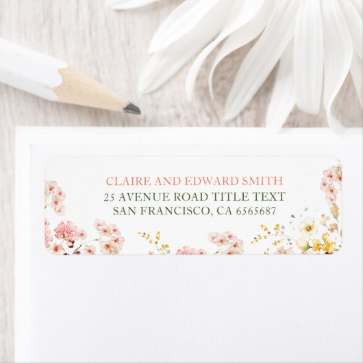 Kleurrijke Zomer Wilde Bloemen Cute Etiket (Insitu)