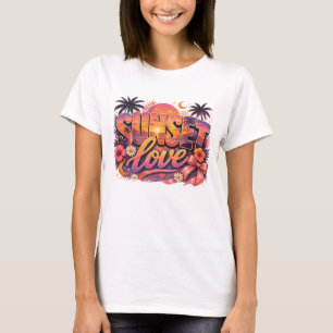 KLEURRIJKE ZOMER ZONSONDERGANG LIEFDE UITSPRAAK T-SHIRT