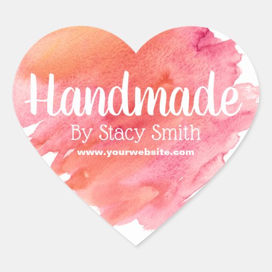 Kleurrijke Zomer Zonsondergang Waterverf Handgemaa Hart Sticker (Voorkant)