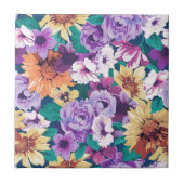 Kleurrijke zomerbloemen, collage tegeltje (Voorkant)