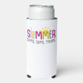 Kleurrijke Zomerdips Sips Trips met Drink en zon Seltzer Blikjeskoeler (Seltzer Voorkant)