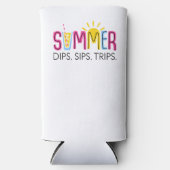 Kleurrijke Zomerdips Sips Trips met Drink en zon Seltzer Blikjeskoeler (Voorkant)