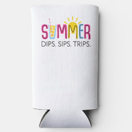 Kleurrijke Zomerdips Sips Trips met Drink en zon Seltzer Blikjeskoeler