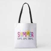 Kleurrijke Zomerdips Sips Trips met Drink en zon Tote Bag (Voorkant)