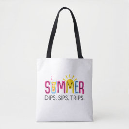 Kleurrijke Zomerdips Sips Trips met Drink en zon Tote Bag