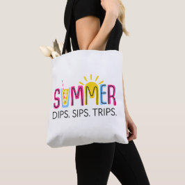 Kleurrijke Zomerdips Sips Trips met Drink en zon Tote Bag