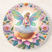 Kleurrijke zomerfeeënbloem en ijs zandsteen onderzetter (Voorkant)