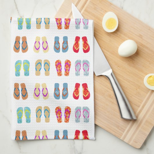 Kleurrijke zomerkeuken Teenslippers Dish Towel Theedoek (Quarter Fold)