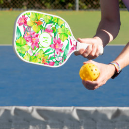 Kleurrijke zomerkleuren en bloemen pickleball paddle